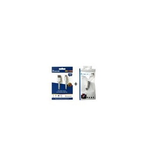 BUNDLE Alimentatore auto+cavo lightning MFI bianco 5V 1A 1 porta USB BLISTER